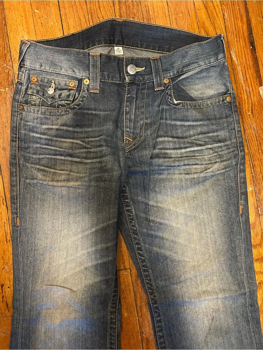 True Religion Men's Bootcut Jeans - Medium Blue Wash Size 32